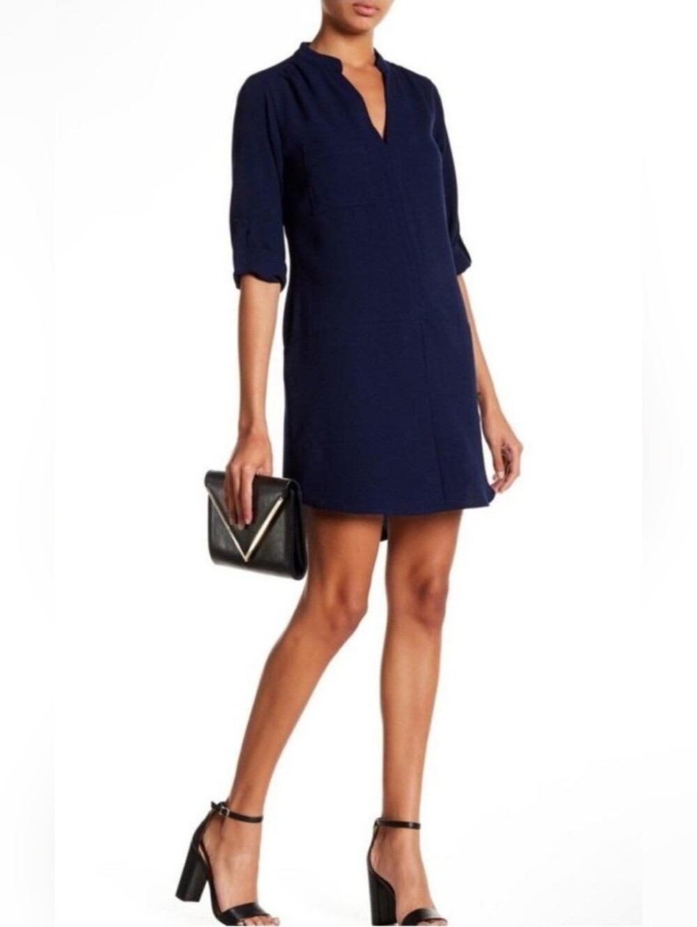 Lush Navy V-Neck Shift Dress - Women's